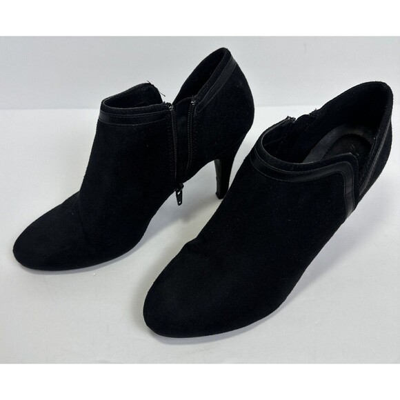 Dexflex Comfort Booties Women's 10 Black Faux Suede High Heel Ankle Boots - Picture 1 of 8